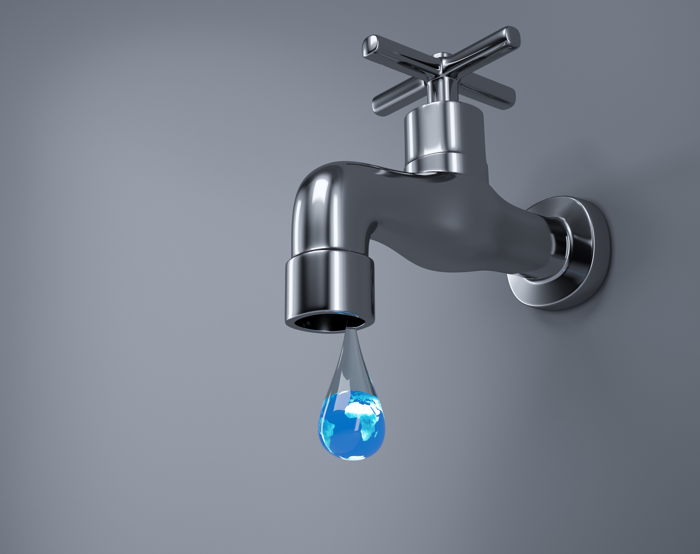 Save water concept with metallic faucet